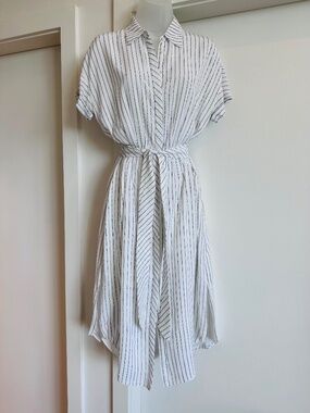Joie white silky striped dress
